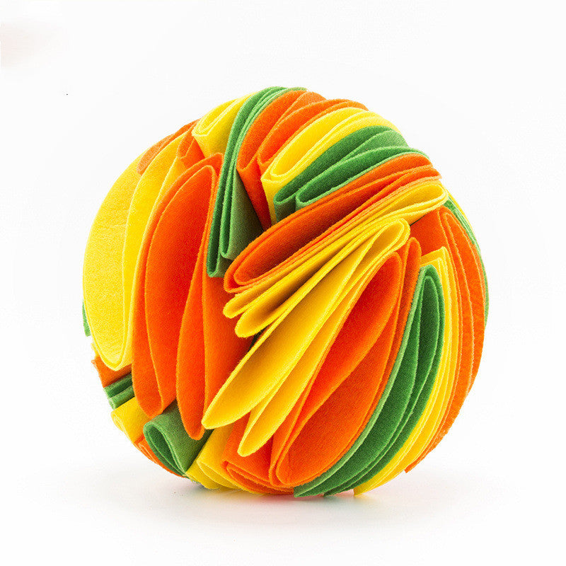 Felt sniffing ball, orange and yellow